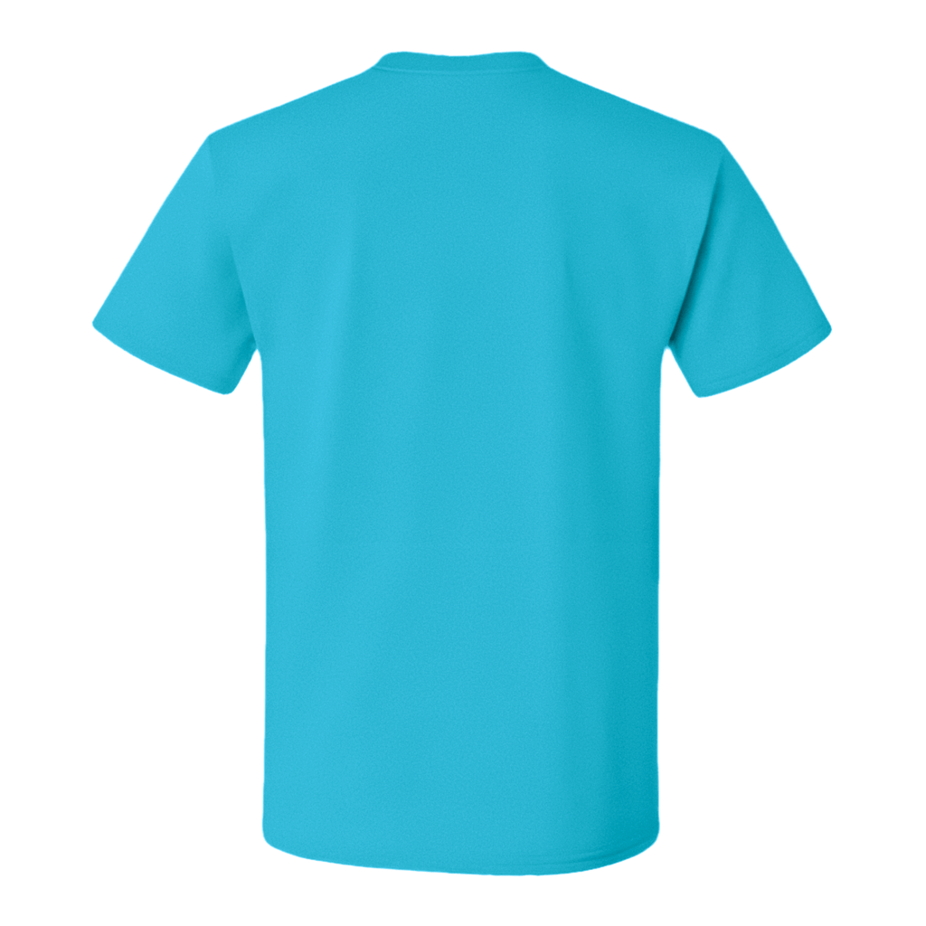 Crewneck Cotton T-Shirt – Classic Fit, Aqua - back view of the vibrant aqua t-shirt.