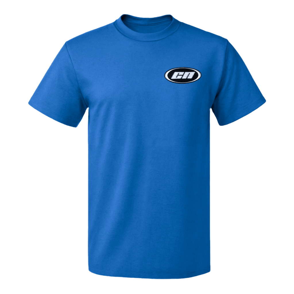 Crewneck Cotton T-Shirt – Classic Fit, Royal Blue featuring embroidered Club Neo logo patch.