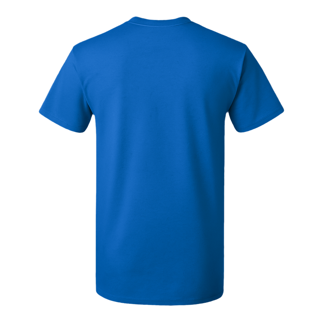 Back view of Crewneck Cotton T-Shirt – Classic Fit, Royal Blue, made from 100% high-density cotton with a smooth finish.