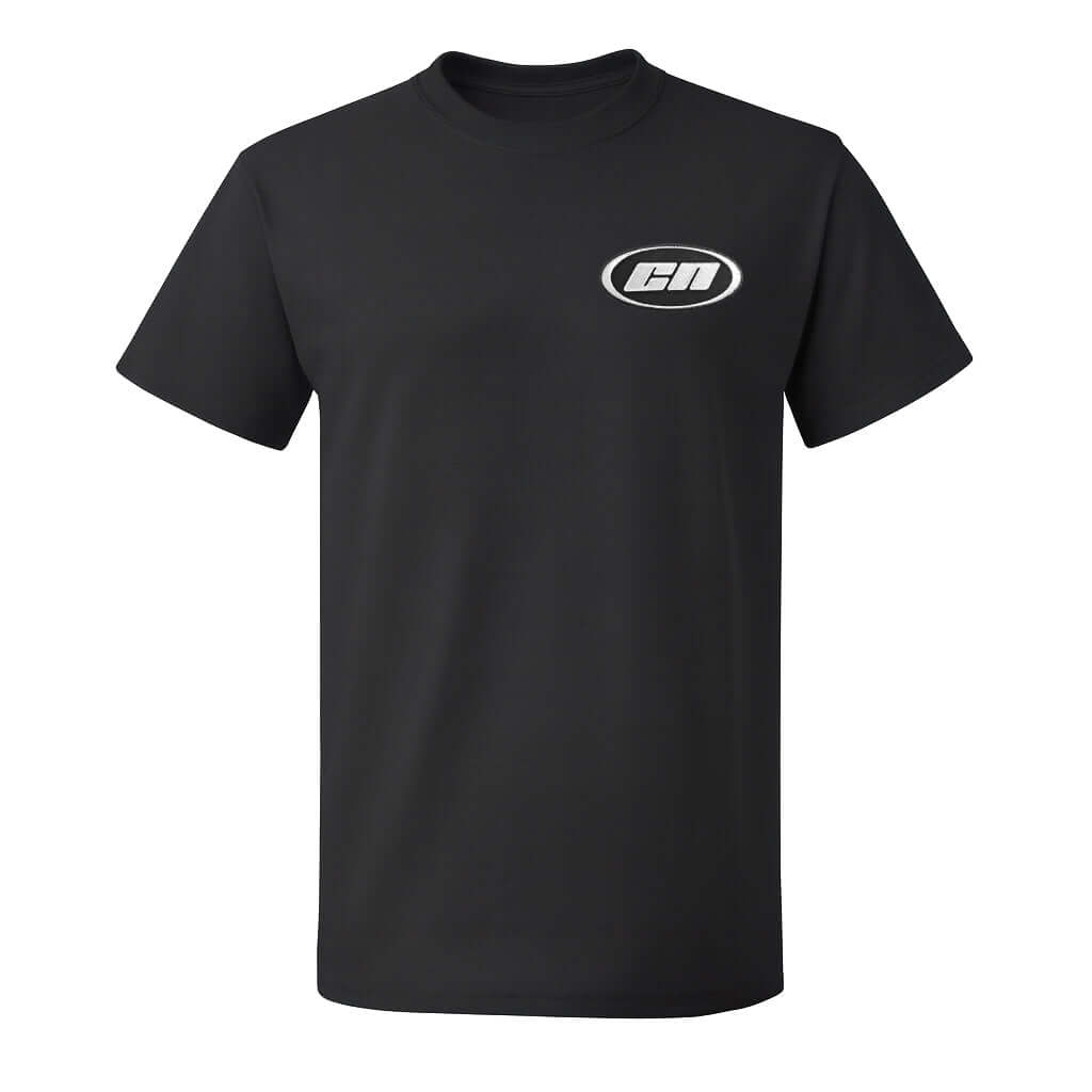 Crewneck Cotton T-Shirt – Classic Fit, Black, featuring embroidered logo, made with high-density cotton.