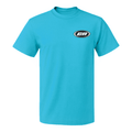 Crewneck Cotton T-Shirt – Classic Fit, Aqua displaying a vibrant aqua color with embroidered logo.