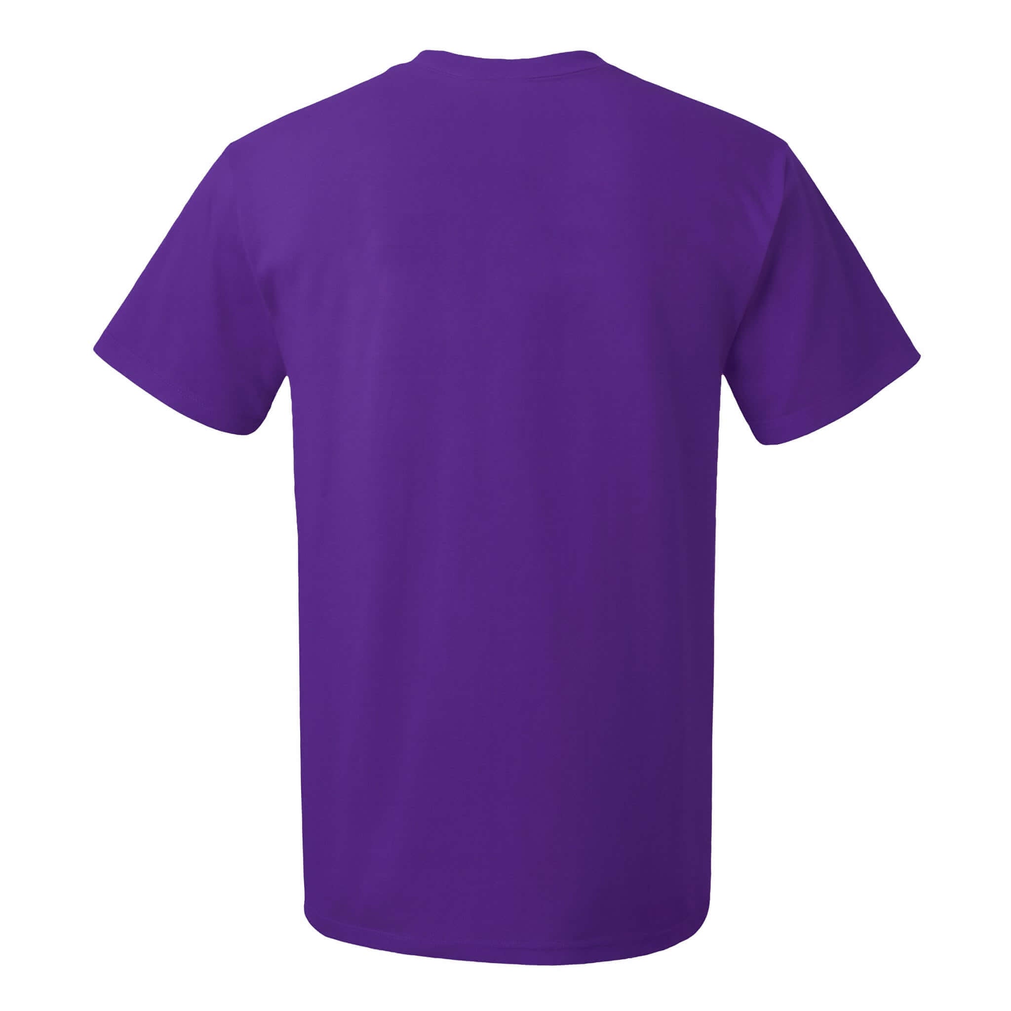 Back view of Crewneck Cotton T-Shirt – Classic Fit, Deep Violet, showcasing its vibrant color and clean design.