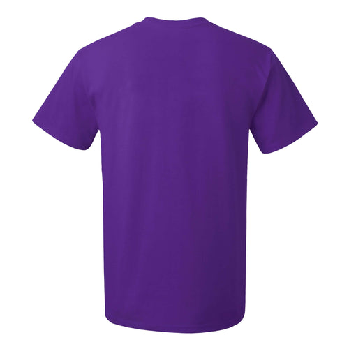 Back view of Crewneck Cotton T-Shirt – Classic Fit, Deep Violet, showcasing its vibrant color and clean design.