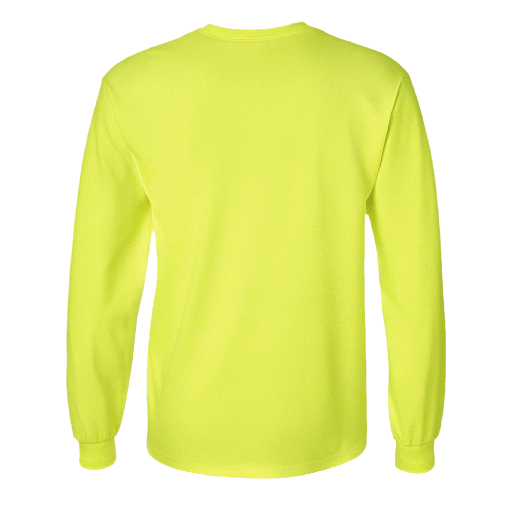 Long Sleeve Cotton T-Shirt – Semi-Relaxed Fit, Neon Lime back view, featuring a bright neon lime color and cuffed sleeves.