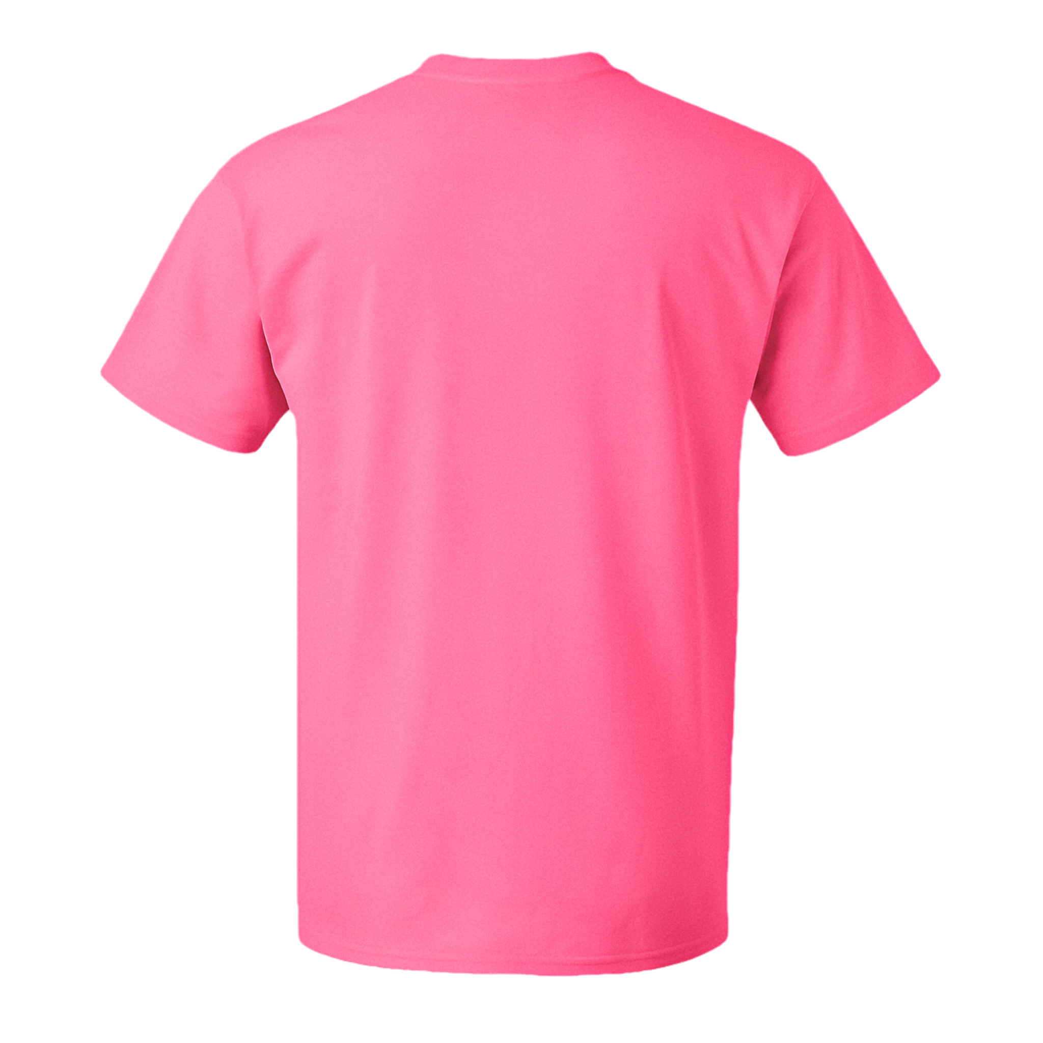Crewneck Cotton T-Shirt – Classic Fit, Neon Pink back view, showcasing bright neon pink color and classic fit design.