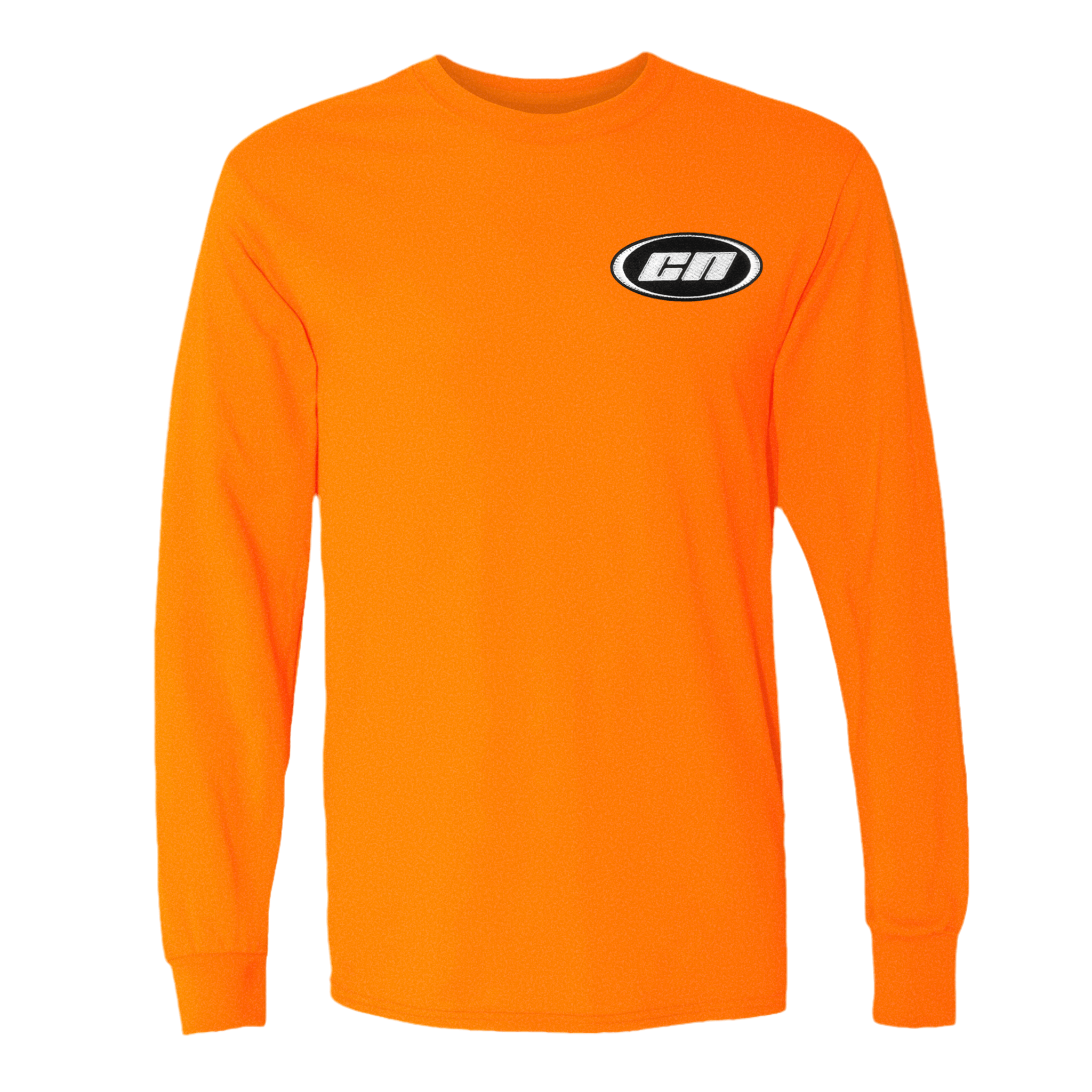 Long Sleeve Cotton T-Shirt – Semi-Relaxed Fit, Neon Orange featuring embroidered Club Neo logo patch.