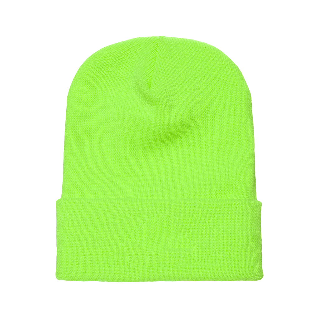 Cuffed Beanie – Soft Knit Winter Hat, Neon Green