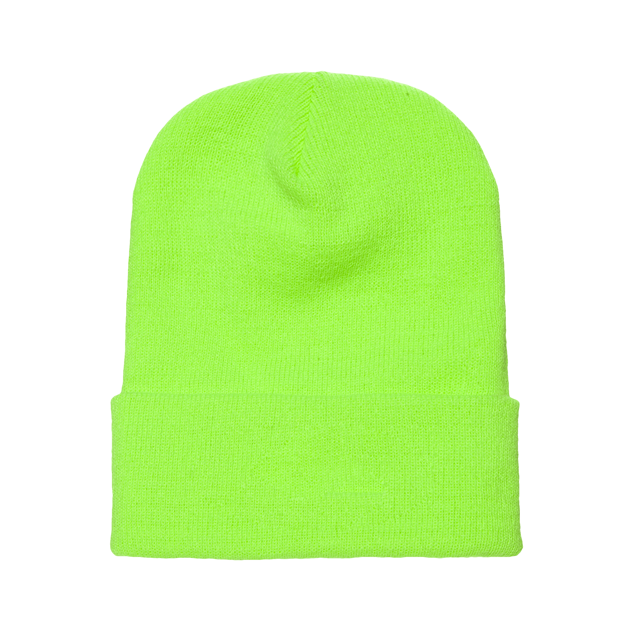 Cuffed Beanie – Soft Knit Winter Hat, Neon Green