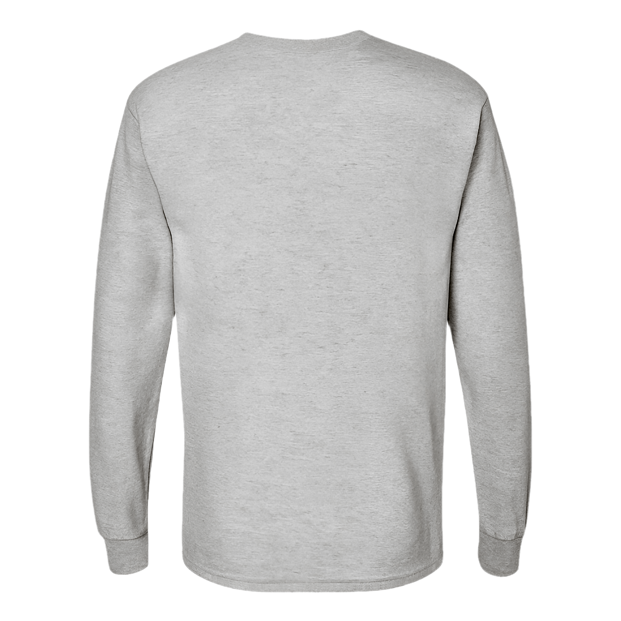 Back view of Long Sleeve Cotton T-Shirt – Semi-Relaxed Fit, Marl Grey in soft cotton fabric.
