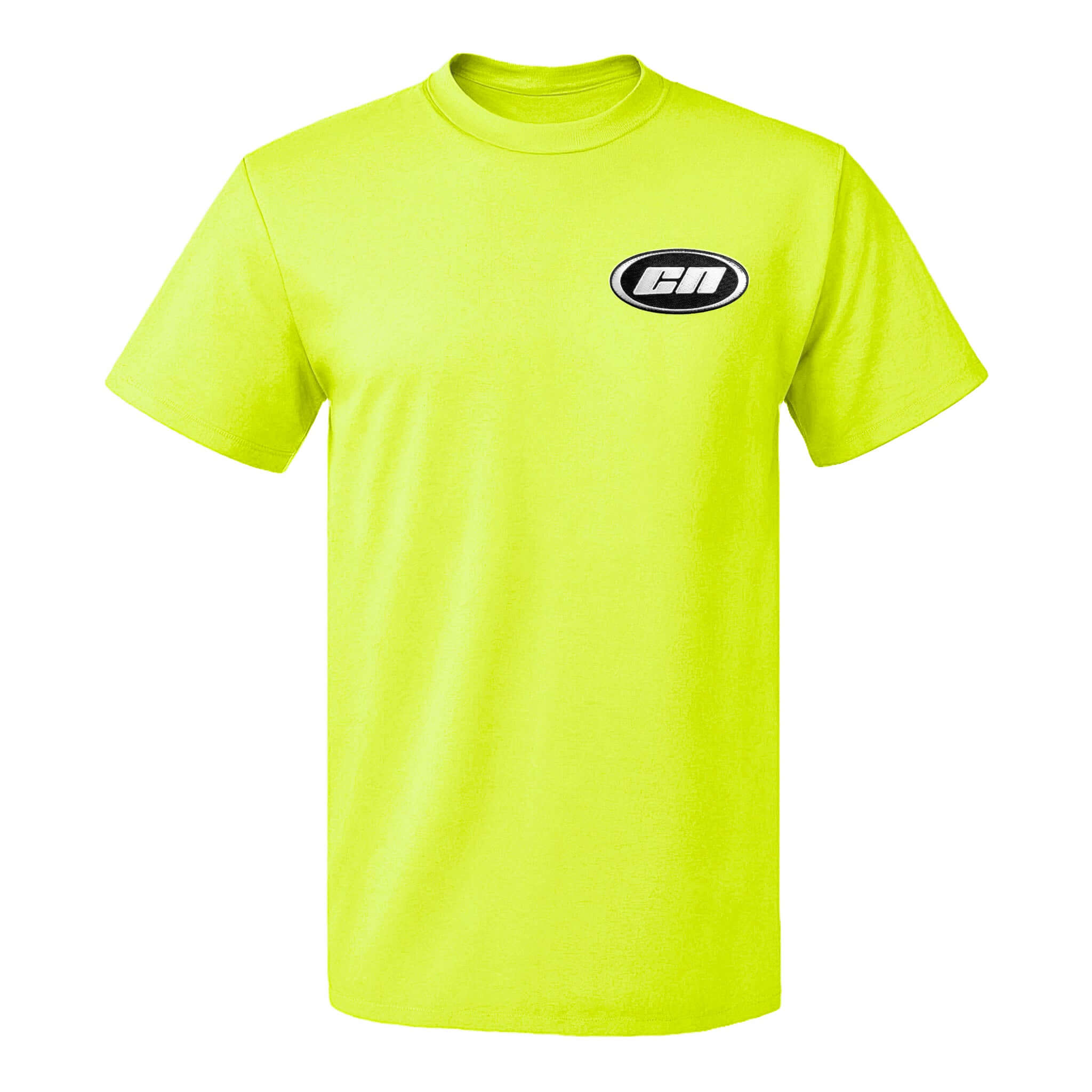 Crewneck Cotton T-Shirt – Classic Fit, Neon Lime in bright neon color with embroidered logo.