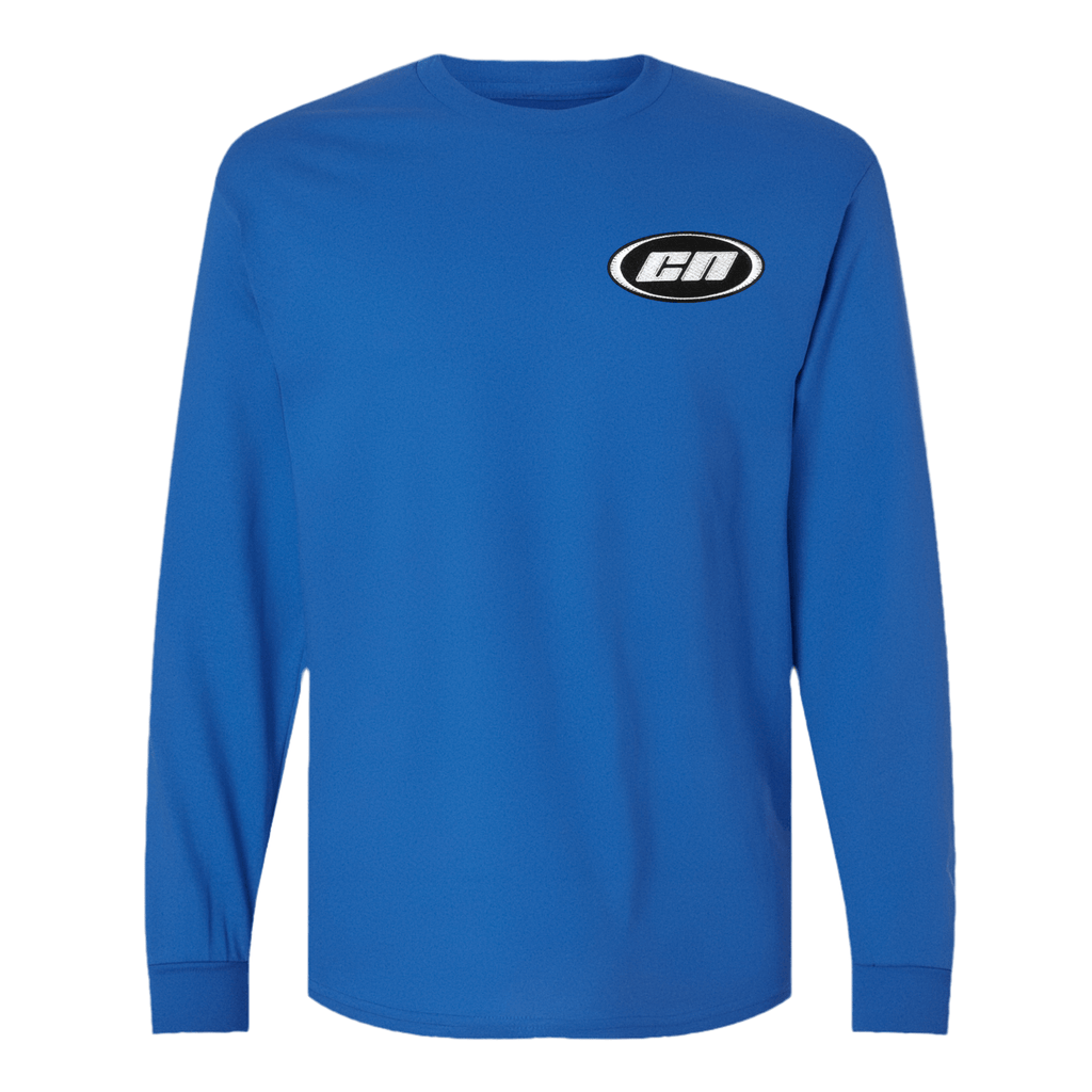 Long Sleeve Cotton T-Shirt – Semi-Relaxed Fit, Royal Blue with embroidered Club Neo logo patch.