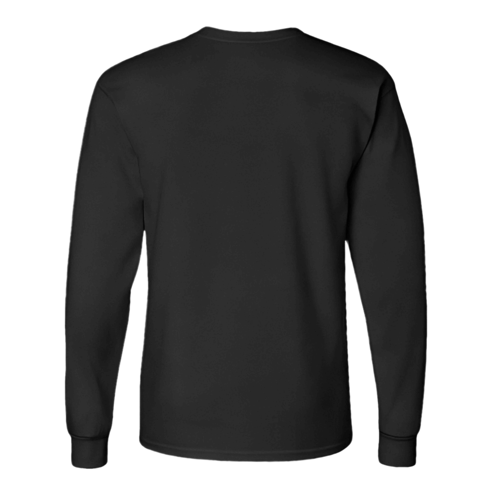 Long Sleeve Cotton T-Shirt – Semi-Relaxed Fit, Black view from the back showcasing the cuffed sleeves.