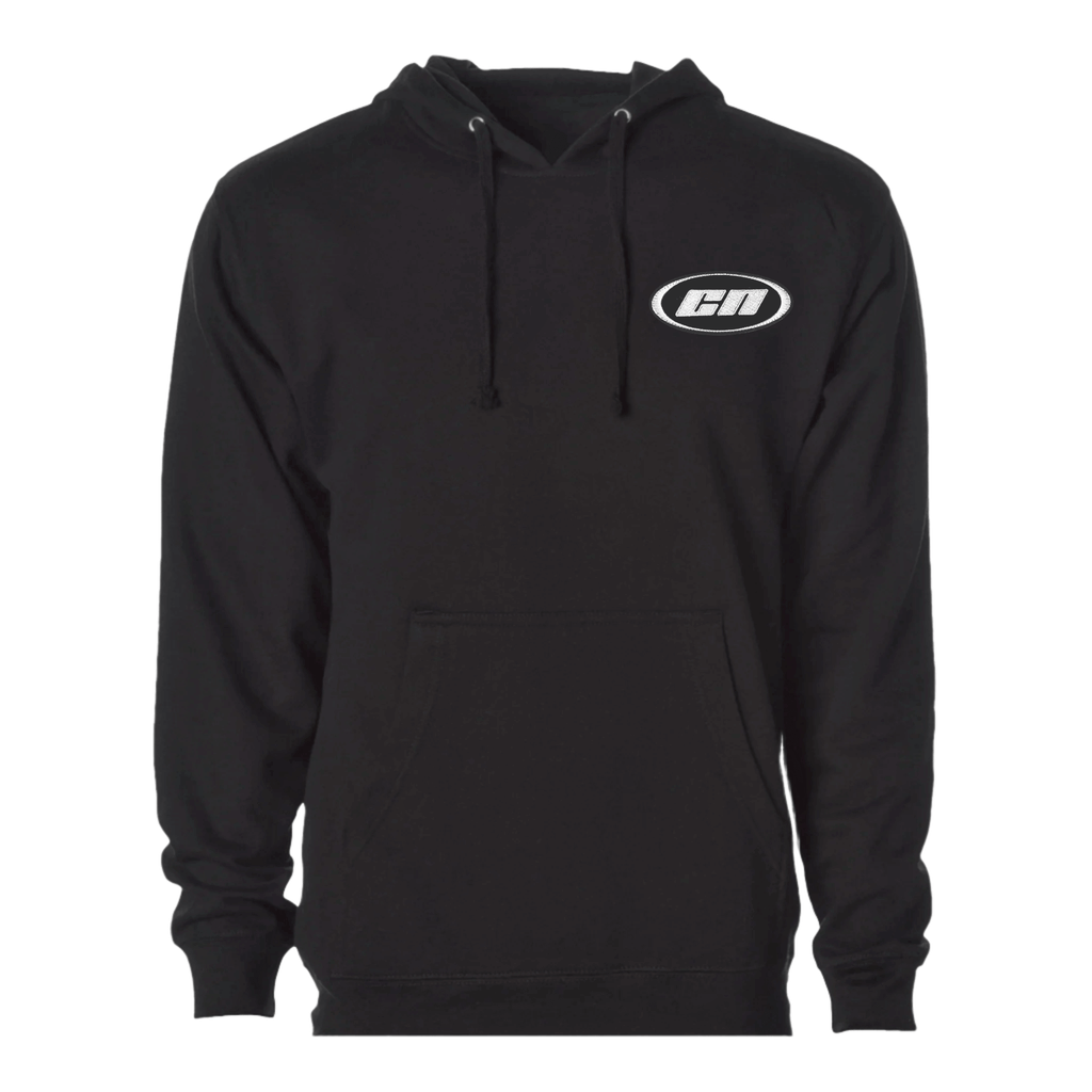 Pullover Hoodie – Soft Lightweight Fleece, Black with embroidered logo and kangaroo pouch for stylish comfort.