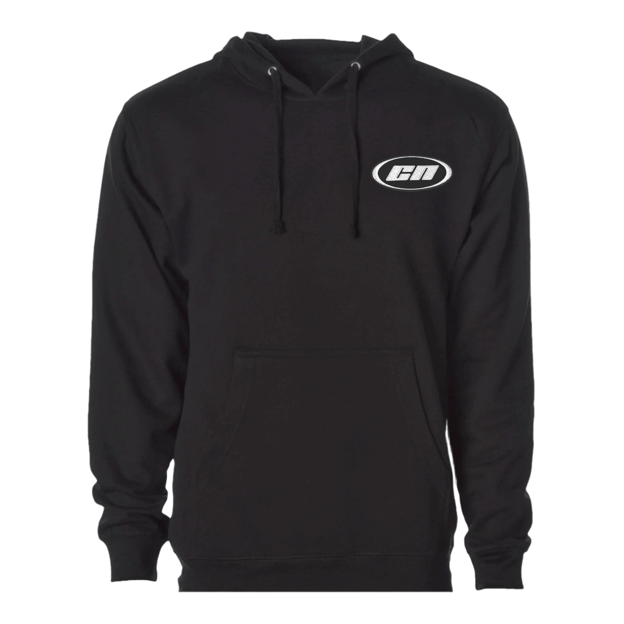Pullover Hoodie – Soft Lightweight Fleece, Black with embroidered logo and kangaroo pouch for stylish comfort.