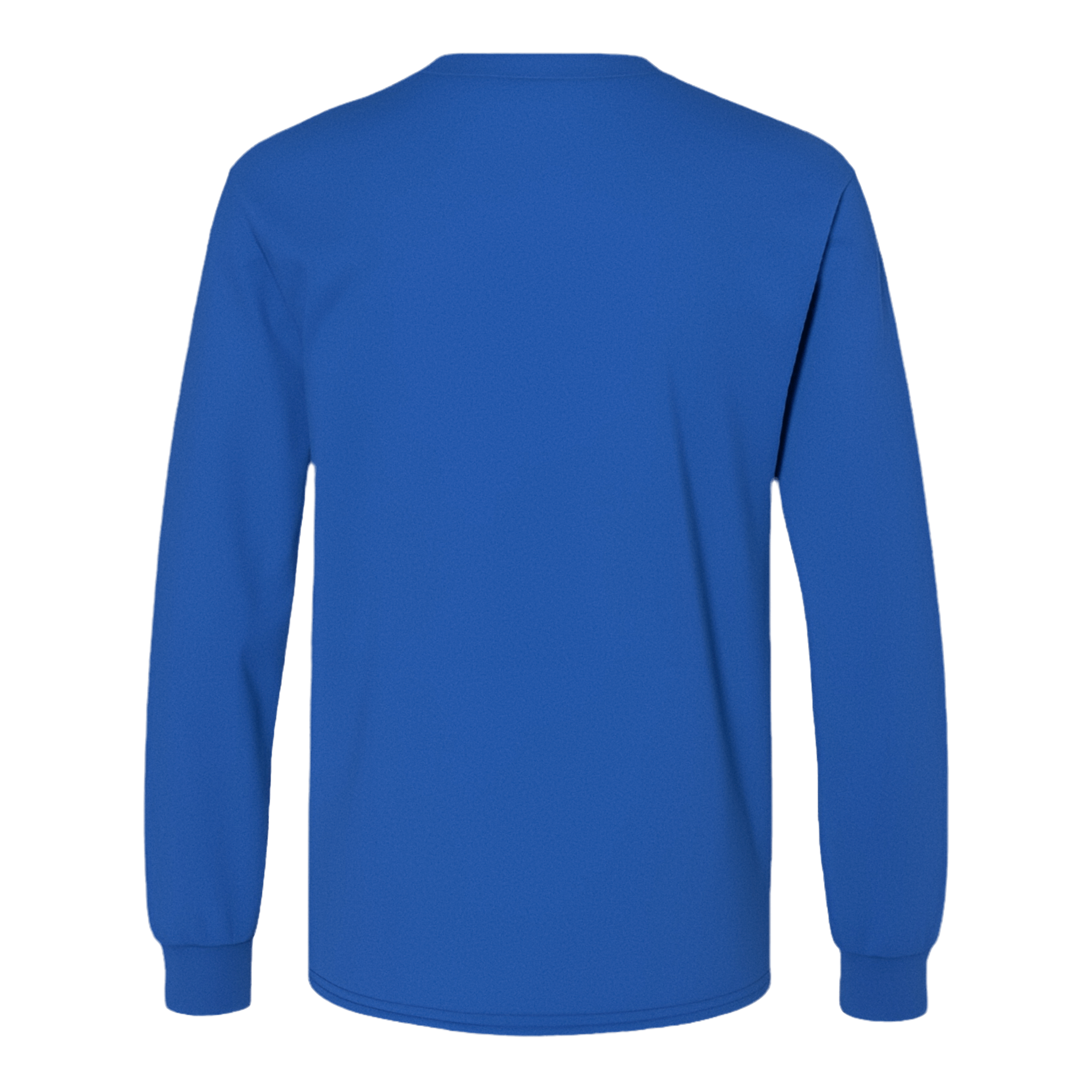 Long Sleeve Cotton T-Shirt – Semi-Relaxed Fit, Royal Blue back view showcasing vibrant color and cuffed sleeves.