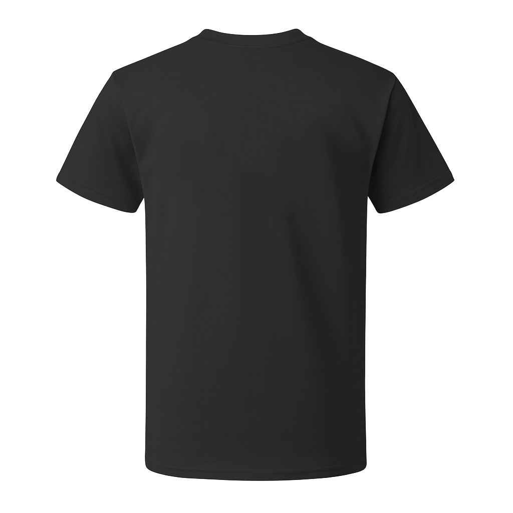 Back view of Crewneck Cotton T-Shirt – Classic Fit, Black in high-density cotton.