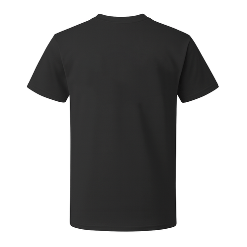 Back view of Crewneck Cotton T-Shirt – Classic Fit, Black in high-density cotton.