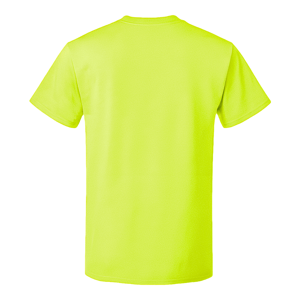 Crewneck Cotton T-Shirt – Classic Fit, Neon Lime - Back View, Bright Lime Color, Unisex Classic Fit, Comfortable Cotton