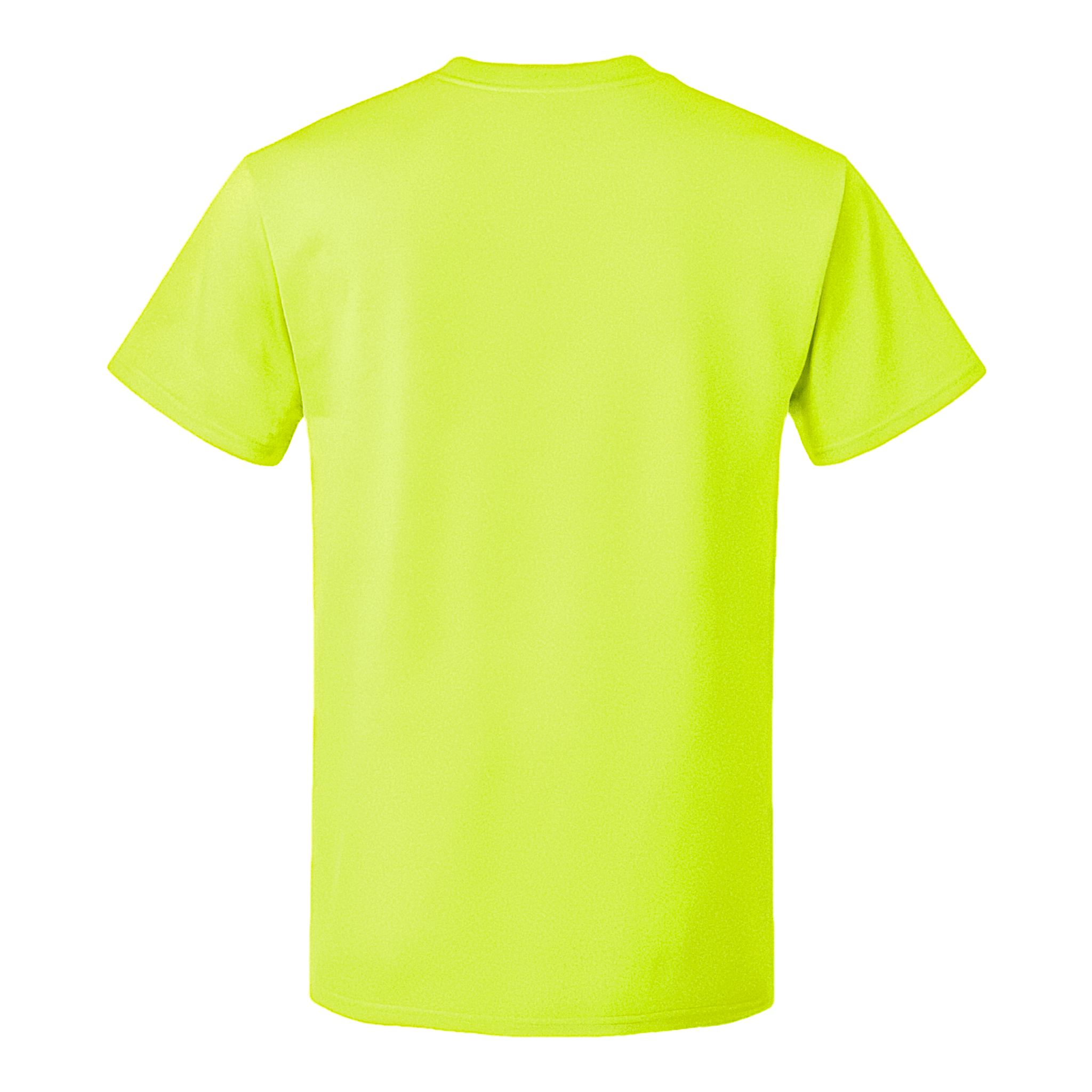Crewneck Cotton T-Shirt – Classic Fit, Neon Lime - Back View, Bright Lime Color, Unisex Classic Fit, Comfortable Cotton