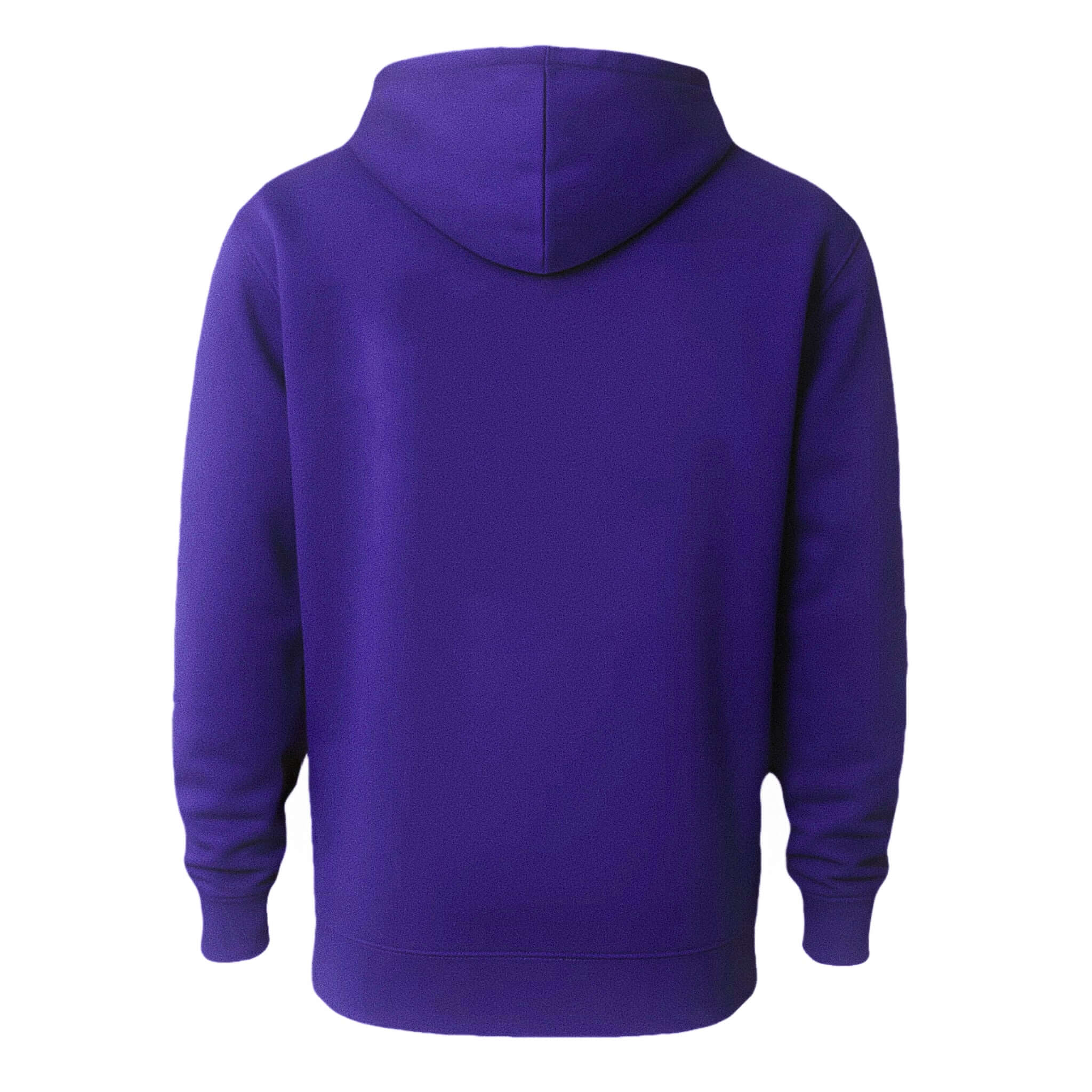 Pullover Hoodie – Soft Lightweight Fleece, Deep Violet - Back view of the hoodie showcasing its deep violet color.