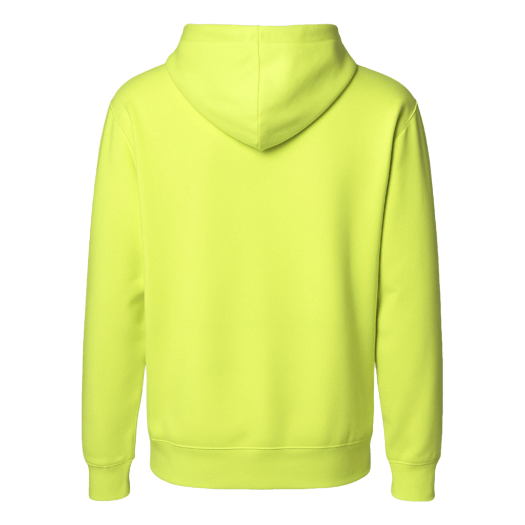 Pullover Hoodie – Soft Lightweight Fleece, Neon Lime, back view showcasing vibrant neon lime color and hood design.