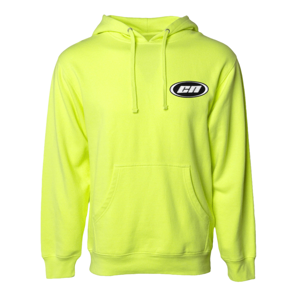 Pullover Hoodie – Soft Lightweight Fleece, Neon Lime with kangaroo pouch and embroidered Club Neo logo.