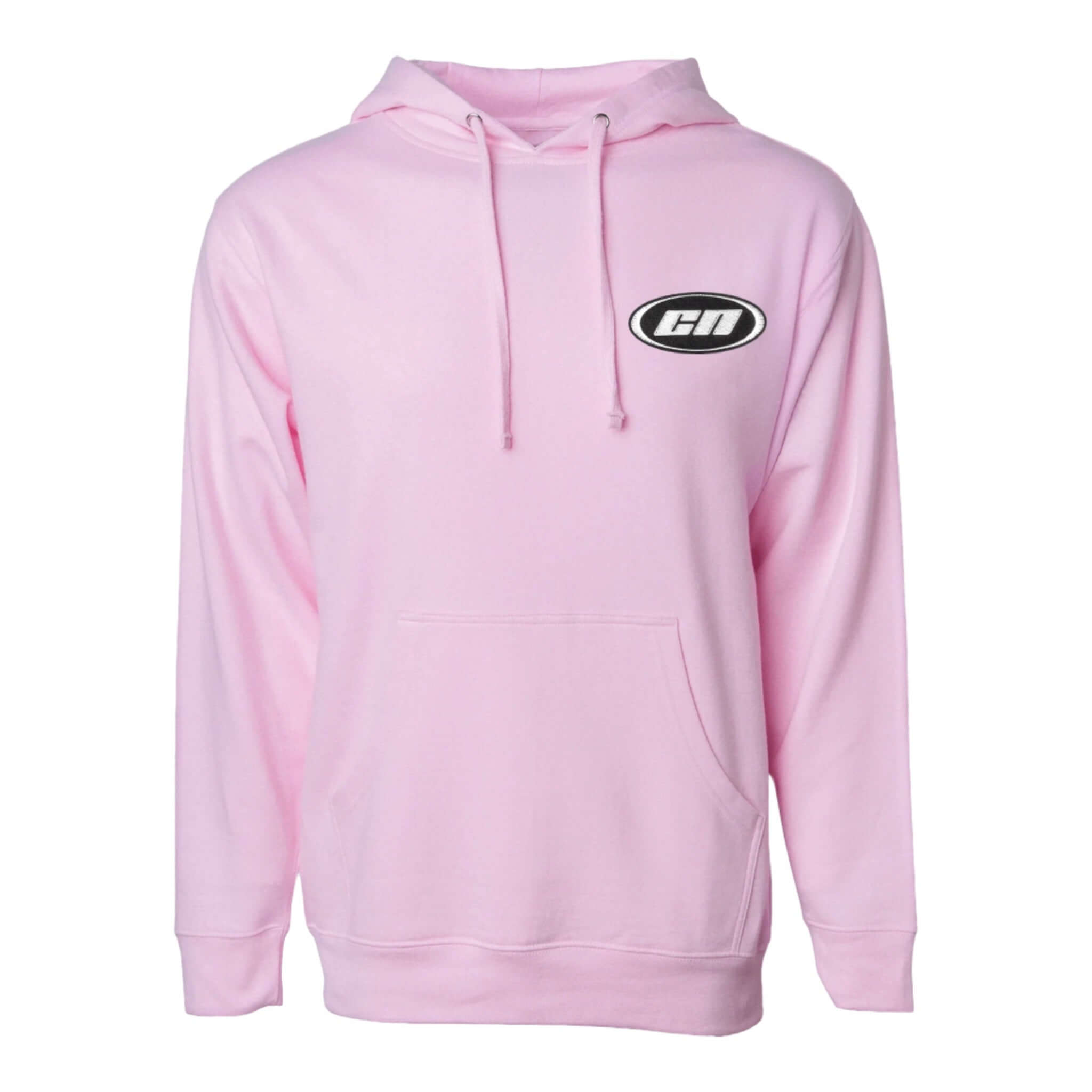 Pullover Hoodie – Soft Lightweight Fleece, Pastel Pink with adjustable drawstrings and front kangaroo pouch