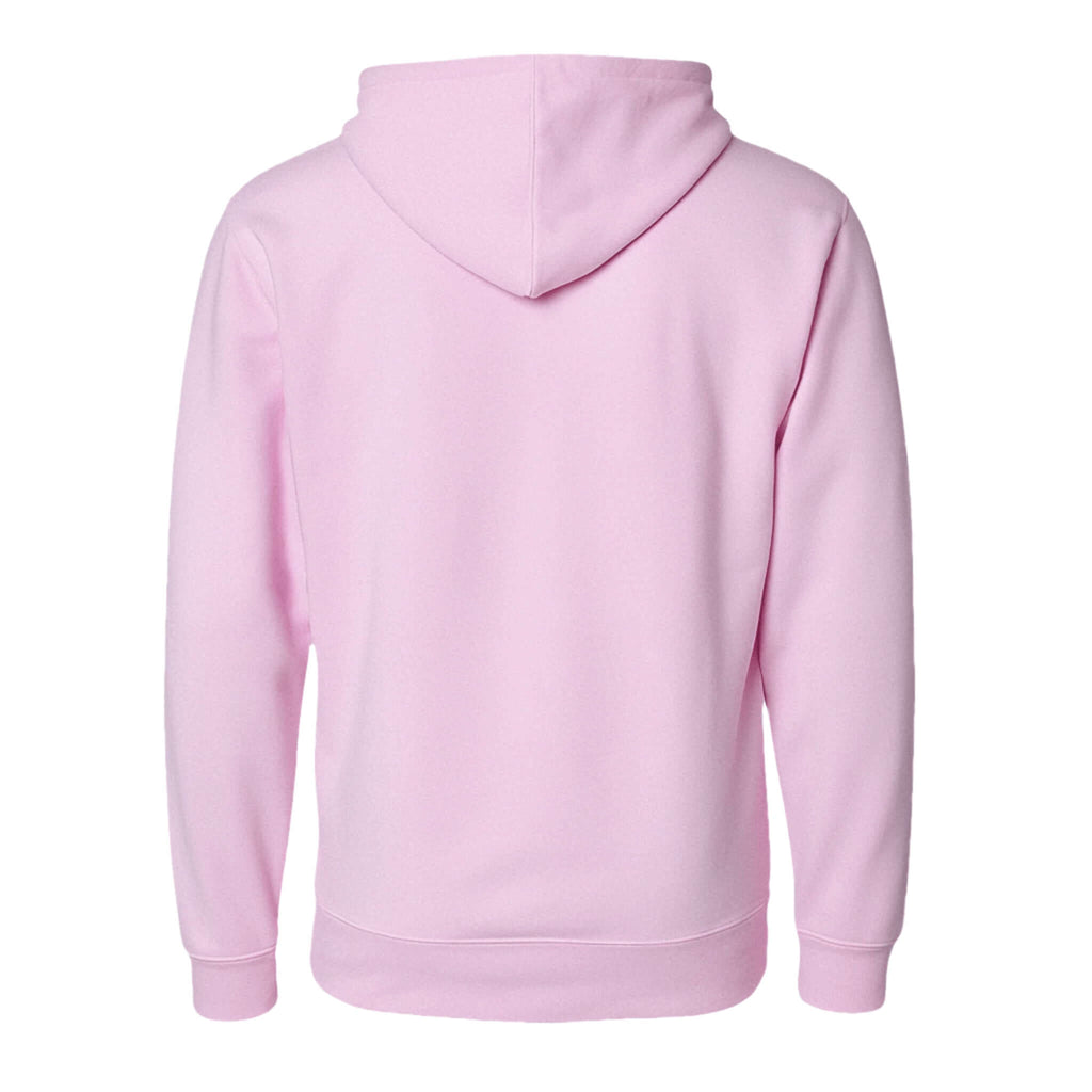 Pullover Hoodie – Soft Lightweight Fleece, Pastel Pink back view showcasing the lined hood and soft fabric.