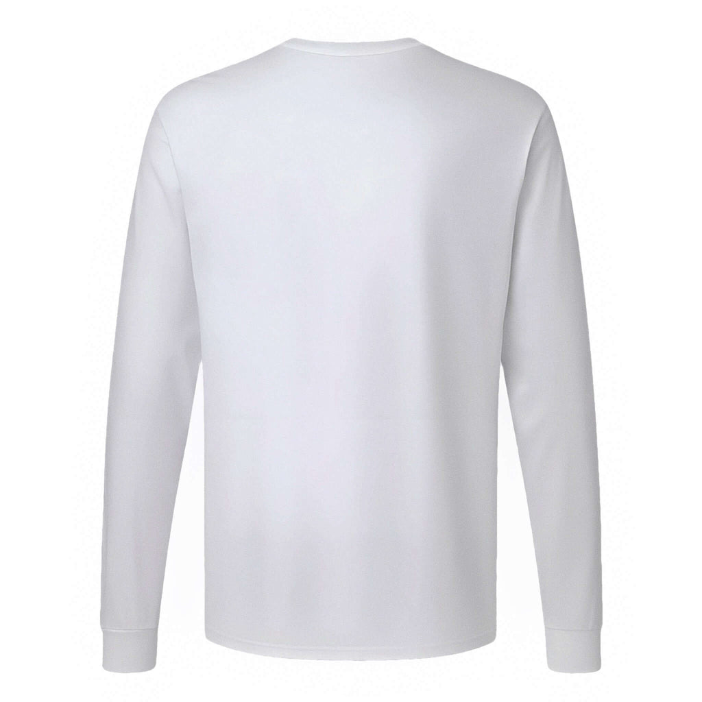Long Sleeve Cotton T-Shirt – Semi-Relaxed Fit, White, back view showing cuffed sleeves and minimalist design.