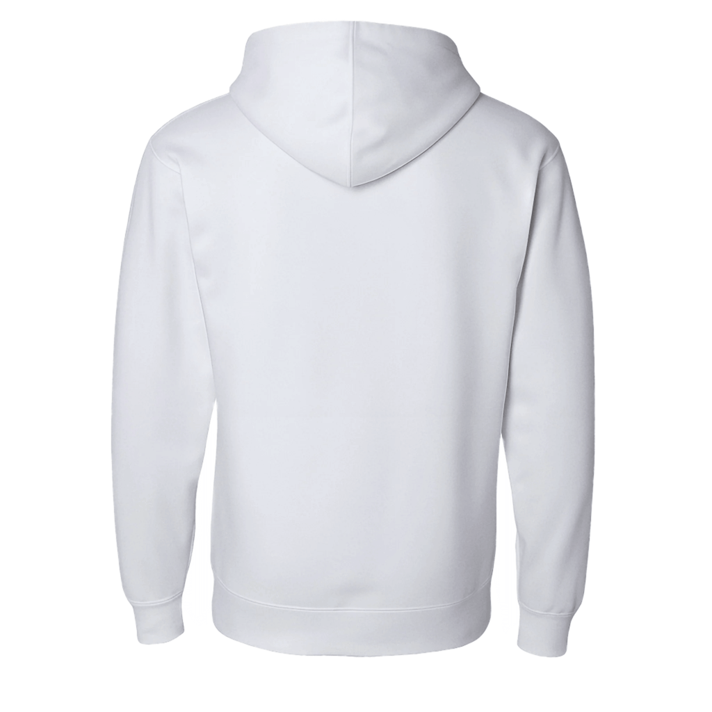 Pullover Hoodie – Soft Lightweight Fleece, White - Back view of the hoodie showcasing its clean, minimalist design.