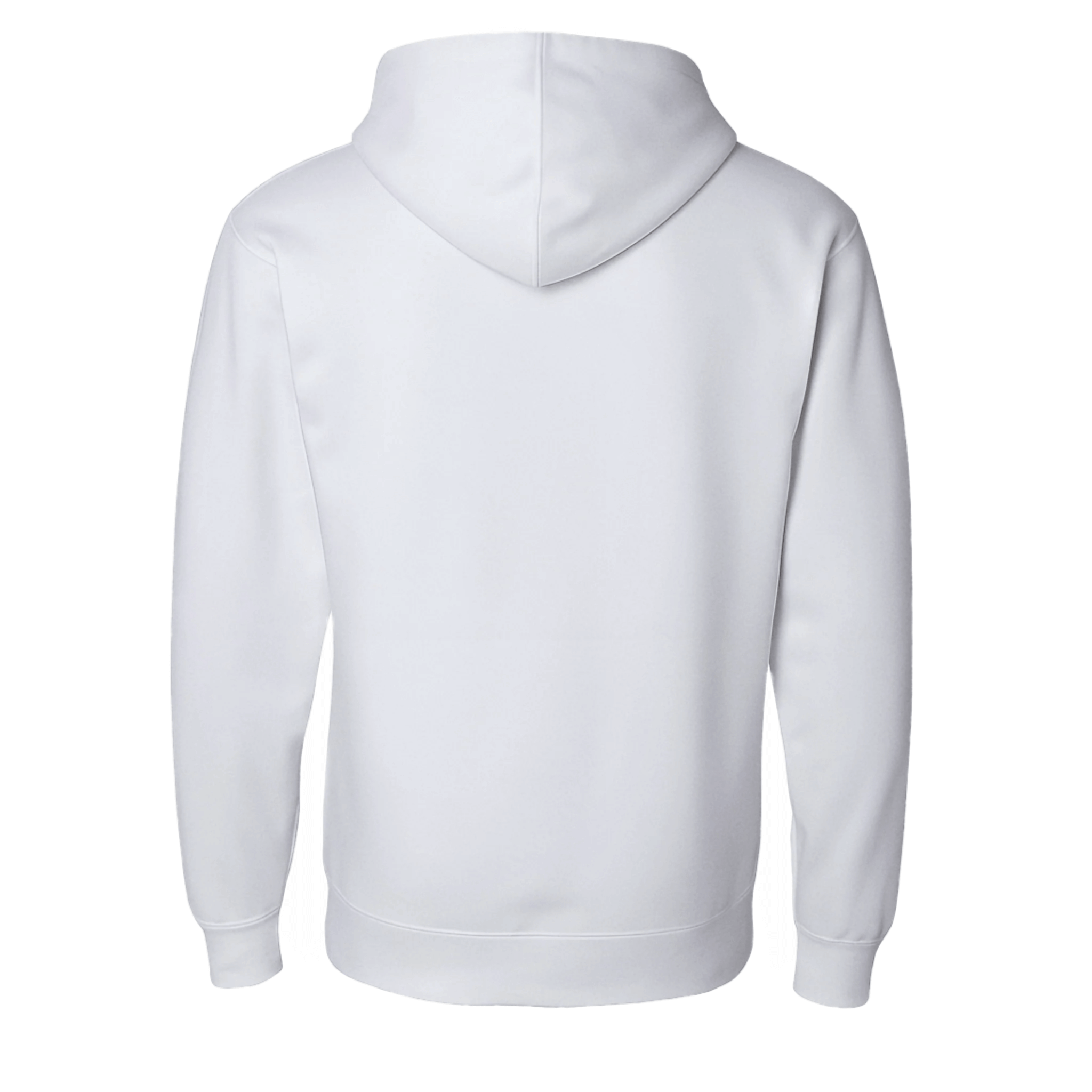 Pullover Hoodie – Soft Lightweight Fleece, White - Back view of the hoodie showcasing its clean, minimalist design.