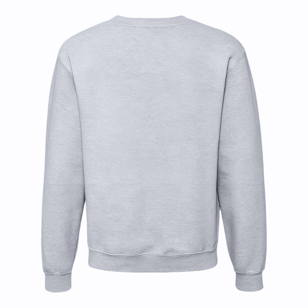 Back view of Crewneck Sweater – Lightweight Fleece, Marl Grey with cuffed sleeves and hem.