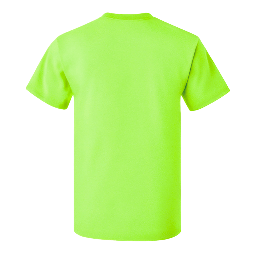 Crewneck Cotton T-Shirt – Classic Fit, Neon Green back view showing vibrant neon color and classic fit design.