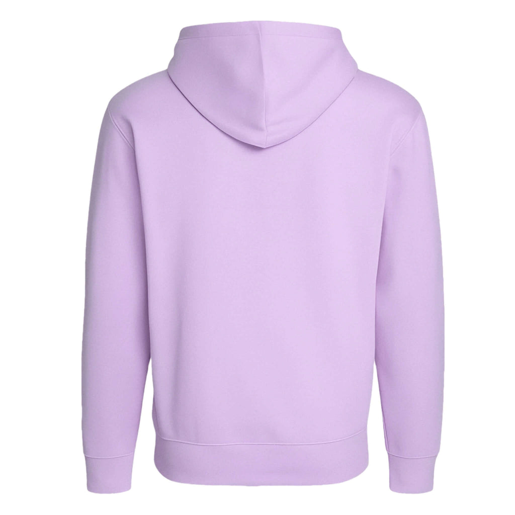 Pullover Hoodie – Soft Lightweight Fleece, Lavender - Back view of the hoodie showcasing the purple fabric and lined hood.