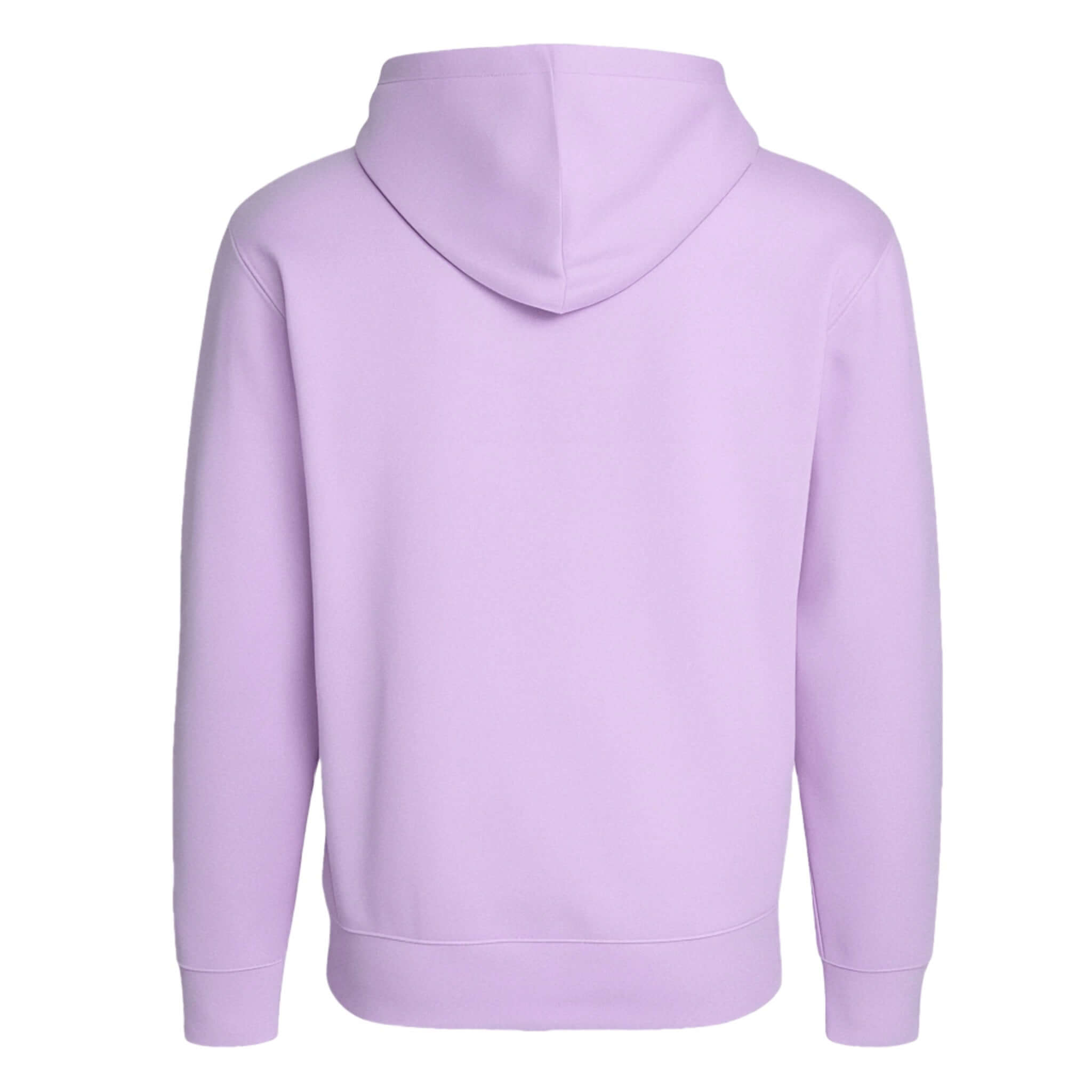 Pullover Hoodie – Soft Lightweight Fleece, Lavender - Back view of the hoodie showcasing the purple fabric and lined hood.